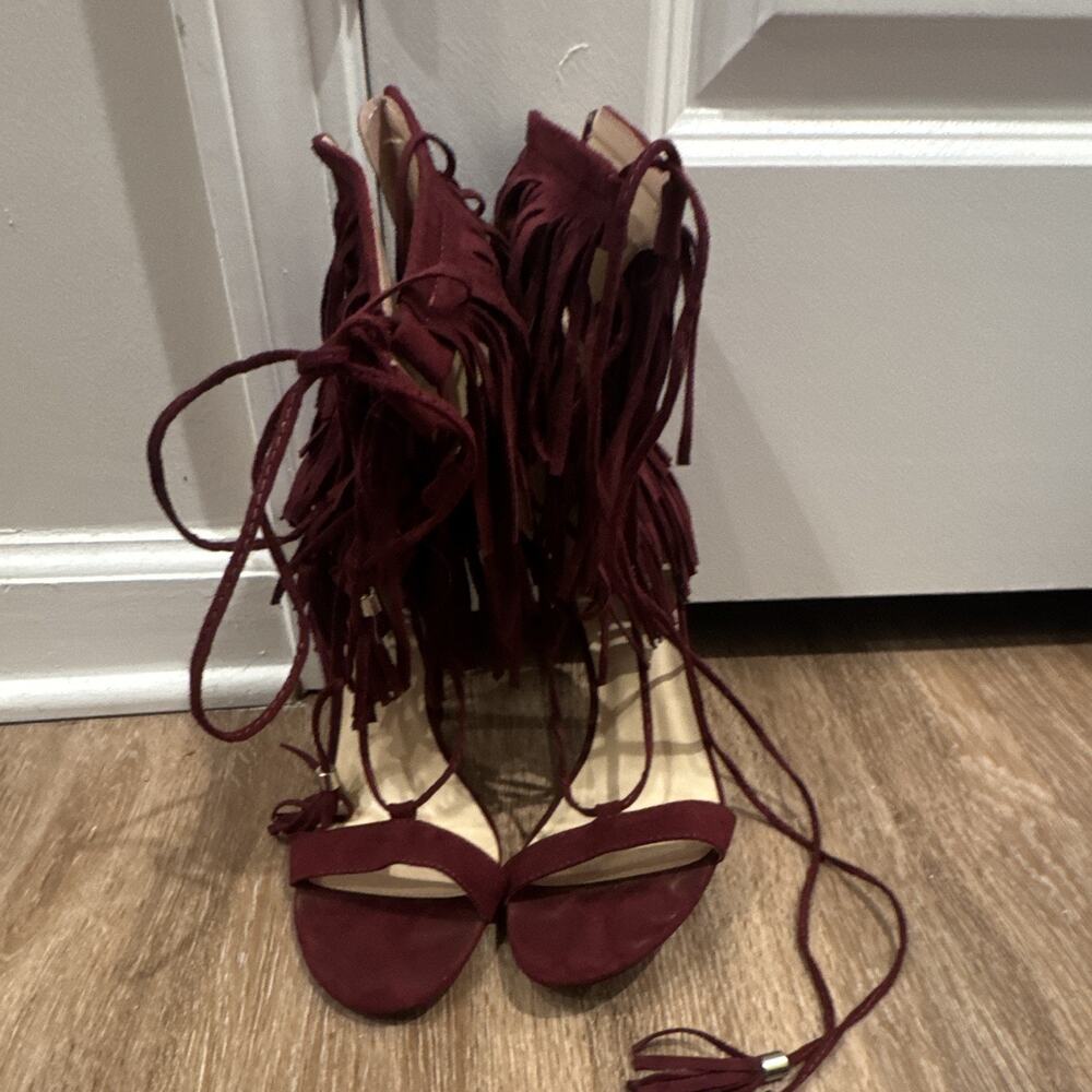 Wild Diva Red Fridge Open Toe Heels Size 8.5